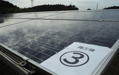 千葉県香取郡多古町にて太陽光パネル洗浄の施工を実施しました。イメージ